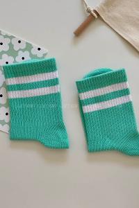 Modalamelif Mint Yeşili Beyaz Çizgili Soket Çorap
