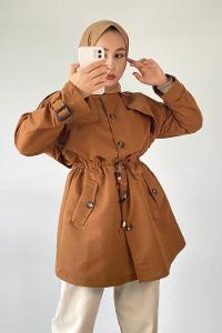 Modalamelif Beli Tünelli Çift Cepli Kap Taba