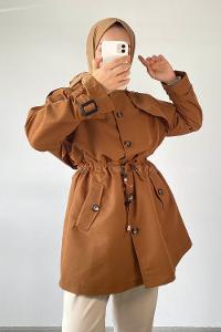 Modalamelif Beli Tünelli Çift Cepli Kap Taba