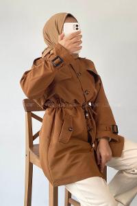 Modalamelif Beli Tünelli Çift Cepli Kap Taba