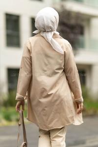 Modalamelif Boyfriend Boydan Düğmeli Gömlek Bej