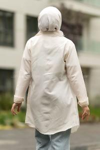 Modalamelif Boyfriend Boydan Düğmeli Gömlek Krem