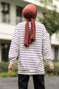 Modalamelif Harvard Yazı Baskılı Çizgi Şeritli İkili Takım Beyaz