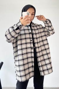 Modalamelif Önü Boydan Düğmeli Şanel Gömlek Beyaz