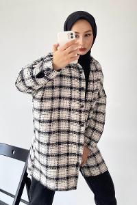 Modalamelif Önü Boydan Düğmeli Şanel Gömlek Beyaz