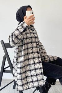 Modalamelif Önü Boydan Düğmeli Şanel Gömlek Beyaz