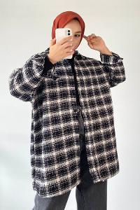 Modalamelif Önü Boydan Düğmeli Şanel Gömlek Siyah