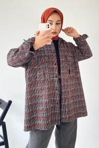 Modalamelif Önü Düğmeli Kilim Desen Gömlek Çokrenkli