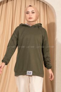 Modalamelif  Everlast Armalı Kapüşon Detaylı Sweat Haki