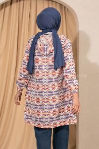 Modalamelif Kapüşonlu Boydan Fermuarlı Etnik Hırka Oranj