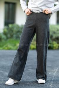 Modalamelif Örgü Salaş Bol Paça Pantolon Antrasit