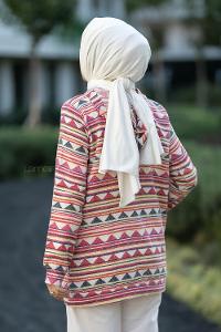 Modalamelif Kapüşon Detaylı Kanguru Cepli Desenli Sweat Pembe-Sarı