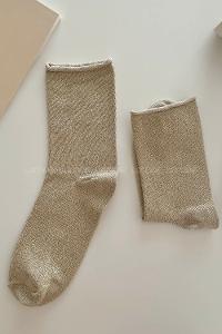 Modalamelif Simli Taş Rengi Çorap