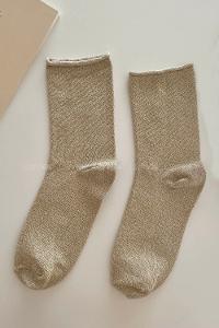 Modalamelif Simli Taş Rengi Çorap