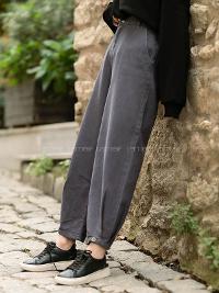 Modalamelif Yüksel Bel Detaylı Balon Mom Paça Jean Füme