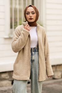 Modalamelif Yarım Balıkçı Yaka Peluş Bej