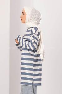 Modalamelif Salaş Çizgi Detaylı Tunik Gri