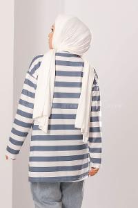 Modalamelif Salaş Çizgi Detaylı Tunik Gri