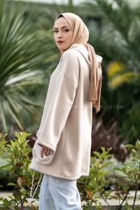 Modalamelif Körük Cepli Sweatshirt Krem