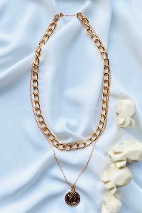 Modalamelif Gold 2Li Kombin Madalyon Detay Kolye