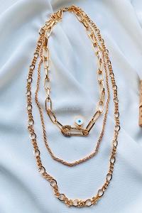 Modalamelif Gold 3Lü Kombin Nazar Boncuklu Çengel İğne Kolye