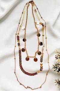 Modalamelif Gold 3Lü Kombin Pul Detaylı Zincir Kolye