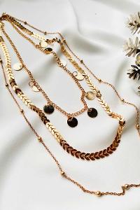 Modalamelif Gold 3Lü Kombin Pul Detaylı Zincir Kolye