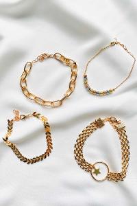 Modalamelif Gold 4Lü Dorika Boncuk Yıldız Detay Bileklik Seti