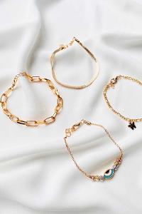 Modalamelif Gold 4Lü Göz Nazar ve Kelebek Detaylı Bileklik Seti