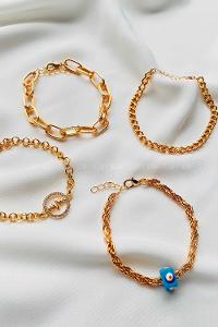 Modalamelif Gold 4Lü Kalp Ritimli Bileklik Seti