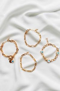 Modalamelif Gold 4Lü Nazar Boncuk Detaylı Bileklik Seti