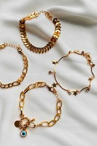 Modalamelif Gold 4Lü Nazar Kilit Detaylı Bileklik Seti