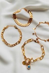 Modalamelif Gold 4Lü Nazar Kilit Detaylı Bileklik Seti