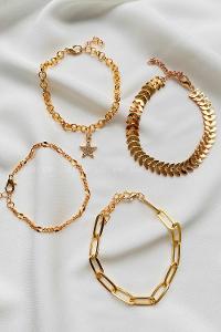 Modalamelif Gold 4Lü Yıldız Detaylı Bileklik Seti