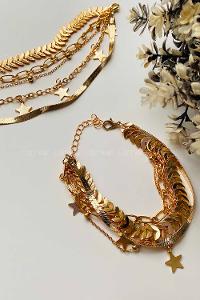 Modalamelif Gold 5Li Yıldız Detay Bileklik