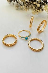 Modalamelif Gold 5li Burgu Detaylı Yüzük