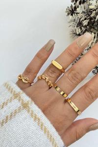 Modalamelif Gold 5li Sonsuzluk Detaylı Yüzük