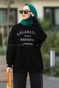 Modalamelif Bisiklet Yaka Galabasas Yazı Baskılı Sweat Siyah