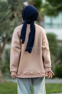 Modalamelif Bisiklet Yaka Mıamı Baskılı Sweat Sütlükahve