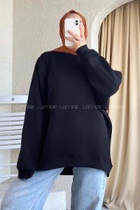 Modalamelif Yarım Balıkçı Yaka  Salaş Sweat Siyah