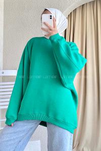 Modalamelif Yarım Balıkçı Yaka Salaş Sweat Yeşil