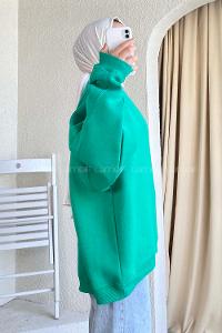 Modalamelif Yarım Balıkçı Yaka Salaş Sweat Yeşil