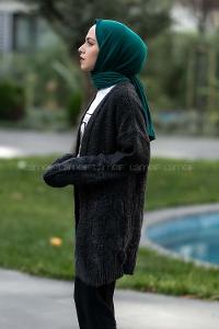 Modalamelif  Kol Ve Sırt Detaylı Triko Hırka Antrasit