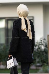 Modalamelif Örgü Detaylı Triko Hırka Siyah