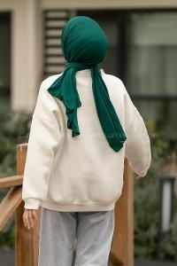 Modalamelif Boston Yazı Baskılı Polo Yaka Sweat Beyaz