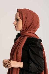 Modalamelif Brush Desen Pamuk  Şal Kiremit