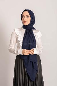 Modalamelif Brush Desen Pamuk  Şal Lacivert