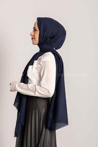 Modalamelif Brush Desen Pamuk  Şal Lacivert