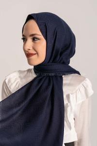 Modalamelif Brush Desen Pamuk  Şal Lacivert