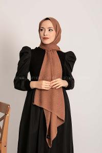 Modalamelif Brush Desen Pamuk  Şal Sütlü Kahve